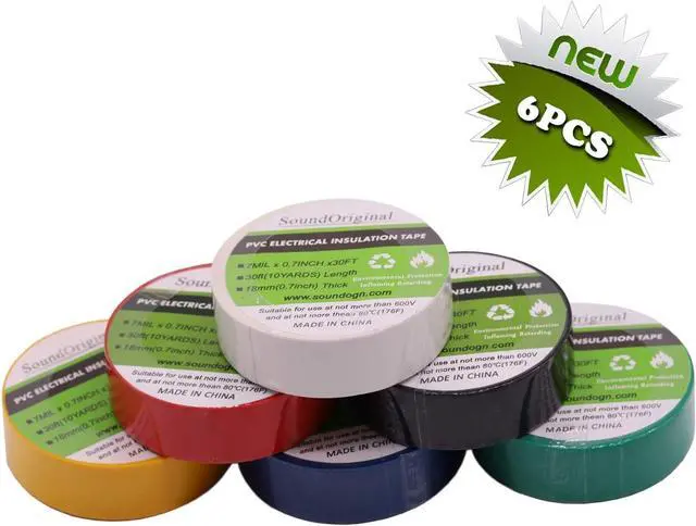 Alt view image 4 of 7 - Electrical Tape Colors 6 Pack 0.7-Inch by 30 Feet, Voltage Level 600V Dustproof, Adhesive for General Home Vehicle Auto Car Power Circuit Wiring Multicolor