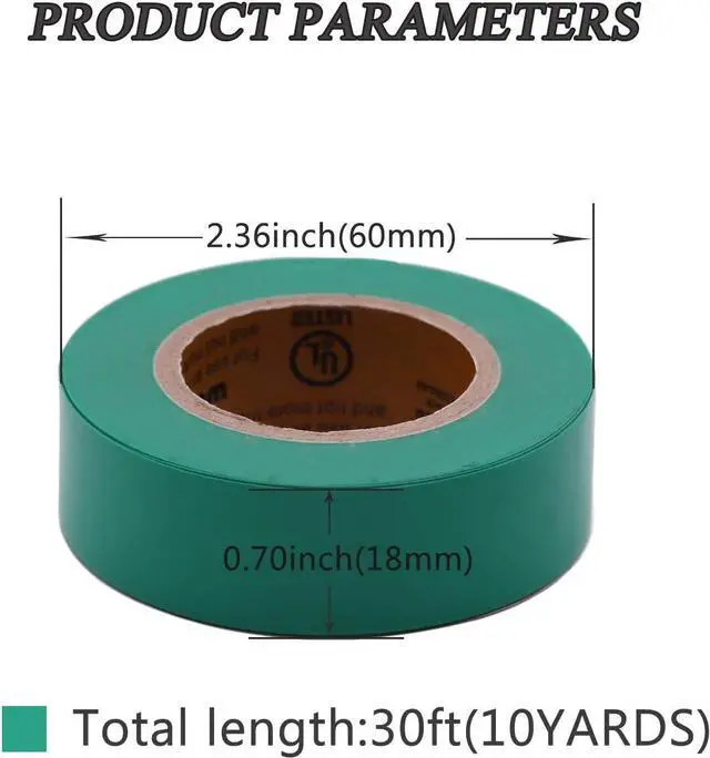 Alt view image 2 of 7 - Electrical Tape 6 Pack 3/4-Inch by 30 Feet, Voltage Level 600V Dustproof, Adhesive for General Home Vehicle Auto Car Power Circuit Wiring Green (30Ft Green)