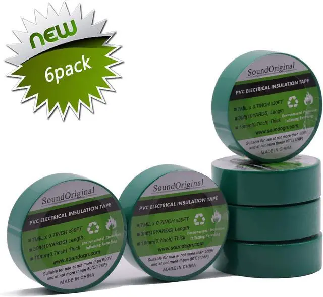 Alt view image 4 of 7 - Electrical Tape 6 Pack 3/4-Inch by 30 Feet, Voltage Level 600V Dustproof, Adhesive for General Home Vehicle Auto Car Power Circuit Wiring Green (30Ft Green)