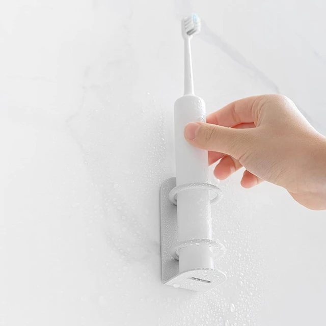 Alt view image 2 of 6 - 2 Pack Electric Toothbrush Holders Stick on The Wall Electric Metal Tooth Brushing Holder Wall Mounted Bathroom Organizer