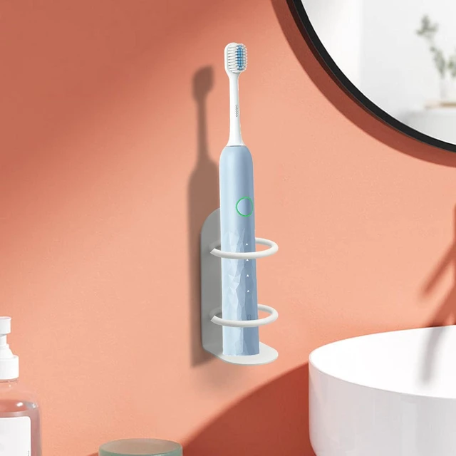 Alt view image 6 of 6 - 2 Pack Electric Toothbrush Holders Stick on The Wall Electric Metal Tooth Brushing Holder Wall Mounted Bathroom Organizer