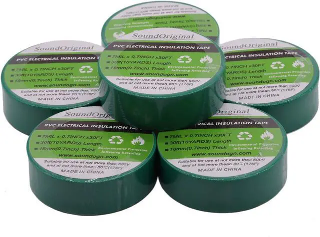 Alt view image 5 of 7 - Electrical Tape 6 Pack 3/4-Inch by 30 Feet, Voltage Level 600V Dustproof, Adhesive for General Home Vehicle Auto Car Power Circuit Wiring Green (30Ft Green)