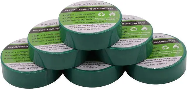 Alt view image 6 of 7 - Electrical Tape 6 Pack 3/4-Inch by 30 Feet, Voltage Level 600V Dustproof, Adhesive for General Home Vehicle Auto Car Power Circuit Wiring Green (30Ft Green)