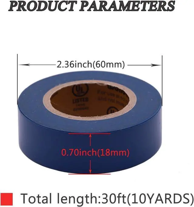 Alt view image 2 of 7 - Electrical Tape Blue 6 Pack 3/4-Inch by 30 Feet, Voltage Level 600V Dustproof, Adhesive for General Home Vehicle Auto Car Power Circuit Wiring Blue