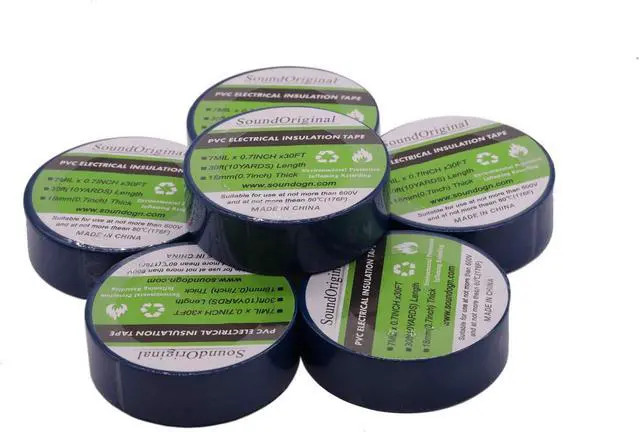 Alt view image 4 of 7 - Electrical Tape Blue 6 Pack 3/4-Inch by 30 Feet, Voltage Level 600V Dustproof, Adhesive for General Home Vehicle Auto Car Power Circuit Wiring Blue