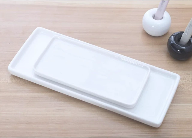 Alt view image 5 of 5 - Ceramic Toothbrush Holder for Bathroom Toothbrush Tray for Vanity Countertop Storage Organizer for Holding Toothpaste Dental Floss Picks Makeup Brushes Trays for Household Purposes(Small)