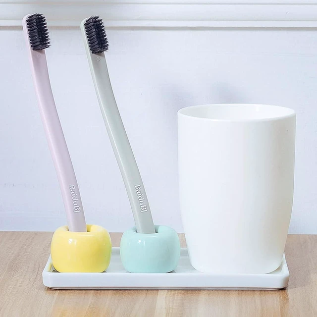 Alt view image 4 of 5 - Ceramic Toothbrush Holder for Bathroom Toothbrush Tray for Vanity Countertop Storage Organizer for Holding Toothpaste Dental Floss Picks Makeup Brushes Trays for Household Purposes(Small)