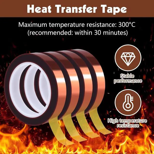 Alt view image 4 of 7 - 4 Rolls Heat Resistant Tape 10mm x 49Ft Transfer Tape for Heat Press