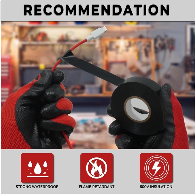 Alt view image 3 of 7 - SWRT 6 Pack Black Electrical Tape Waterproof, 0.75 in x 66 FT High Temp Electric Tape Under 600V for All Weather - UV Protection - Flame Retardant