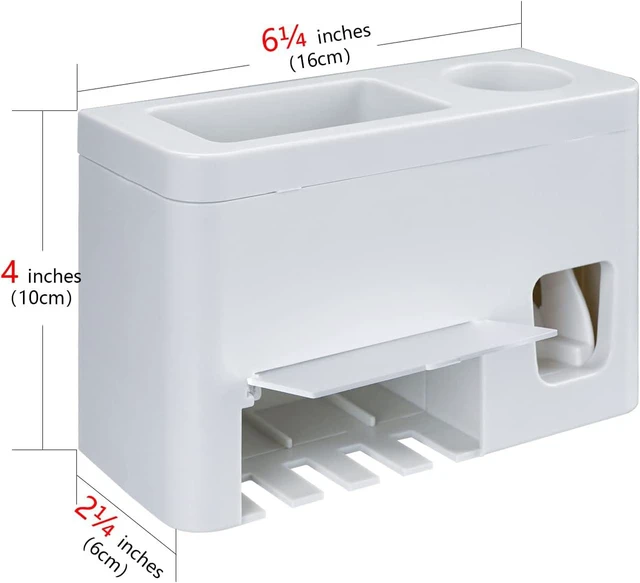 Alt view image 2 of 6 - LUEXBOX Self Adhesive Toothbrush Holders Wall Mounted, Multifunction Toothpaste Stand with Covers, Automatic Toothpaste Dispenser for Bathroom, Toothbrush Hanger Rack for Dorm, Cabinet