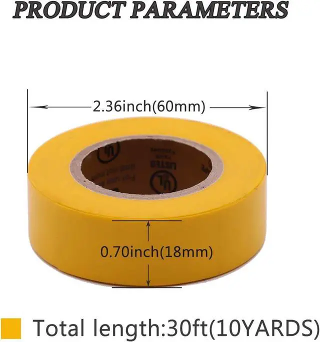 Alt view image 2 of 7 - Electrical Tape Yellow 6 Pack 3/4-Inch by 30 Feet, Voltage Level 600V Dustproof, Adhesive for General Home Vehicle Auto Car Power Circuit Wiring Yellow