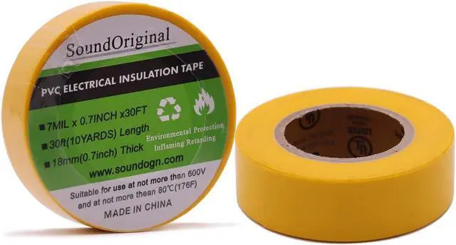 Alt view image 3 of 7 - Electrical Tape Yellow 6 Pack 3/4-Inch by 30 Feet, Voltage Level 600V Dustproof, Adhesive for General Home Vehicle Auto Car Power Circuit Wiring Yellow