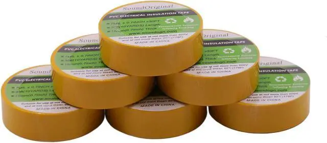 Alt view image 5 of 7 - Electrical Tape Yellow 6 Pack 3/4-Inch by 30 Feet, Voltage Level 600V Dustproof, Adhesive for General Home Vehicle Auto Car Power Circuit Wiring Yellow