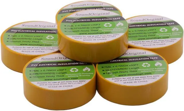Alt view image 6 of 7 - Electrical Tape Yellow 6 Pack 3/4-Inch by 30 Feet, Voltage Level 600V Dustproof, Adhesive for General Home Vehicle Auto Car Power Circuit Wiring Yellow