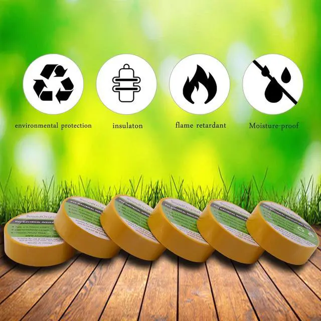 Alt view image 7 of 7 - Electrical Tape Yellow 6 Pack 3/4-Inch by 30 Feet, Voltage Level 600V Dustproof, Adhesive for General Home Vehicle Auto Car Power Circuit Wiring Yellow