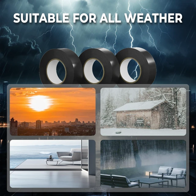 Alt view image 5 of 7 - SWRT 6 Pack Black Electrical Tape Waterproof, 0.75 in x 66 FT High Temp Electric Tape Under 600V for All Weather - UV Protection - Flame Retardant