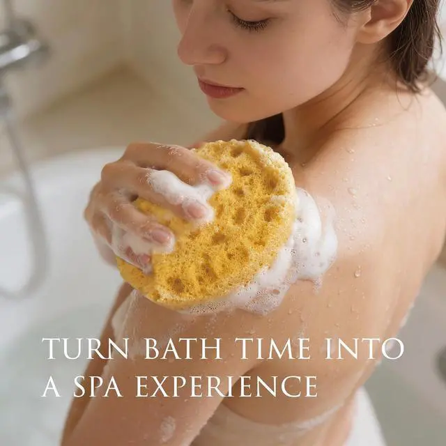 Alt view image 3 of 7 - Spongentle Loofah Sponge for Shower and Bathing, Bath Sponge with Dual Texture, Shower Pouf for Gentle and Deep Exfoliation, Large Size Body Scrubber for Men & Women, PU Foam, 37% More Lather, 2 Pack