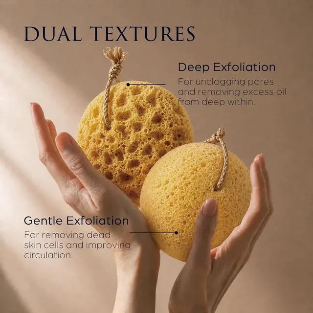 Alt view image 2 of 7 - Spongentle Loofah Sponge for Shower and Bathing, Bath Sponge with Dual Texture, Shower Pouf for Gentle and Deep Exfoliation, Large Size Body Scrubber for Men & Women, PU Foam, 37% More Lather, 2 Pack