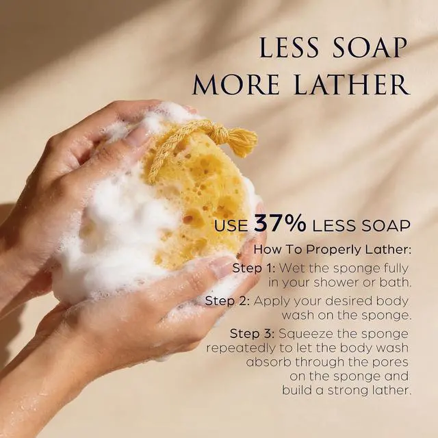 Alt view image 5 of 7 - Spongentle Loofah Sponge for Shower and Bathing, Bath Sponge with Dual Texture, Shower Pouf for Gentle and Deep Exfoliation, Large Size Body Scrubber for Men & Women, PU Foam, 37% More Lather, 2 Pack