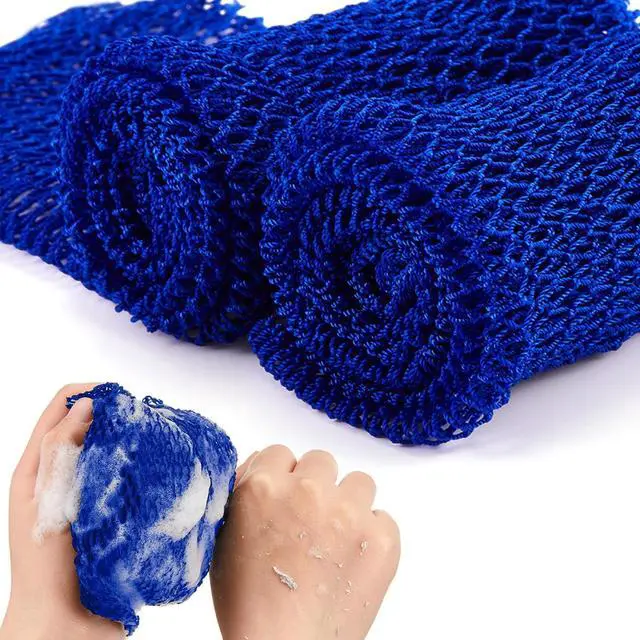 Main image of Shappy 2 Pcs African Net Sponge Exfoliating Net African Body Scrubber Bath Rag Washcloth Towel Shower Body Back Scrubber Skin Smoother for Daily Use or Stocking Stuffer (Blue)