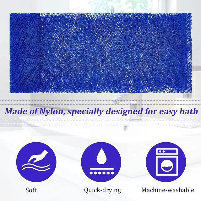Alt view image 5 of 7 - Shappy 2 Pcs African Net Sponge Exfoliating Net African Body Scrubber Bath Rag Washcloth Towel Shower Body Back Scrubber Skin Smoother for Daily Use or Stocking Stuffer (Blue)