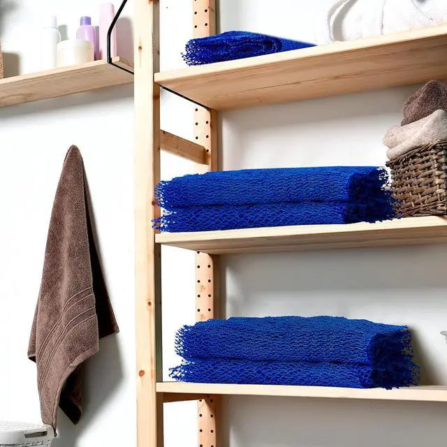 Alt view image 6 of 7 - Shappy 2 Pcs African Net Sponge Exfoliating Net African Body Scrubber Bath Rag Washcloth Towel Shower Body Back Scrubber Skin Smoother for Daily Use or Stocking Stuffer (Blue)