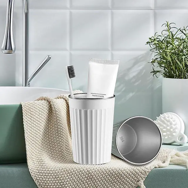 Alt view image 6 of 7 - Toothbrush Cup Holder for Bathroom,Reusable Stainless Steel Bathroom Cup