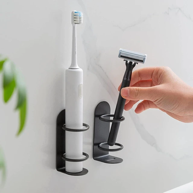 Alt view image 3 of 7 - 2 Pack Electric Toothbrush Holders Stick on The Wall Electric Metal Tooth Brushing Holder Wall Mounted Bathroom Organizer