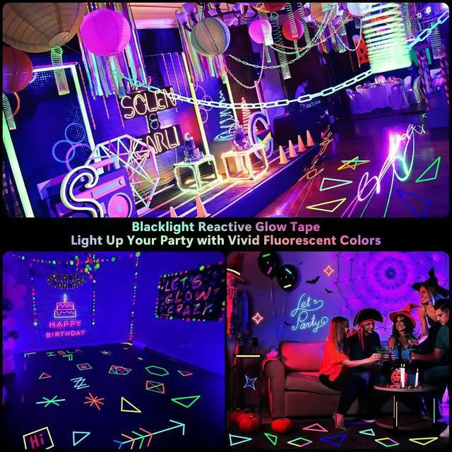 Alt view image 6 of 7 - 6 Pack Neon Gaffers Cloth Tape 0.6" x 16.5ft UV Blacklight Glow Tape