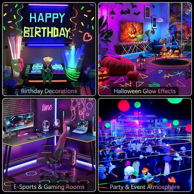 Alt view image 7 of 7 - 6 Pack Neon Gaffers Cloth Tape 0.6" x 16.5ft UV Blacklight Glow Tape