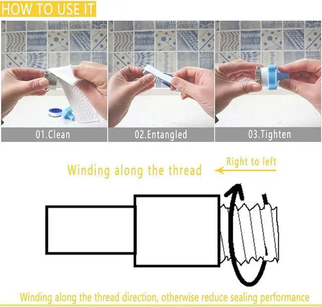 Alt view image 6 of 7 - VOTMELL 4 Rolls 1/2 Inch(W) X 520 Inches(L) Teflon Plumbers Tape,Pipe Sealing & Plumbing Thread Tape,PTFE Water Sealant Seal for Shower Head,White