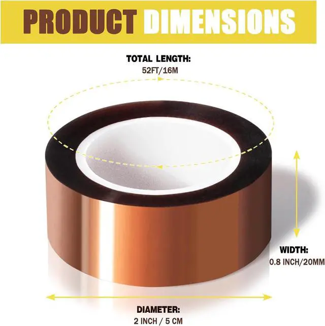 Alt view image 2 of 7 - MEBMIK 2 Rolls 20mm x16m(52FT) Heat Tape High Temperature Heat Resistant Tape Heat Transfer Tape for Heat Sublimation Press Vinyl,No Residue