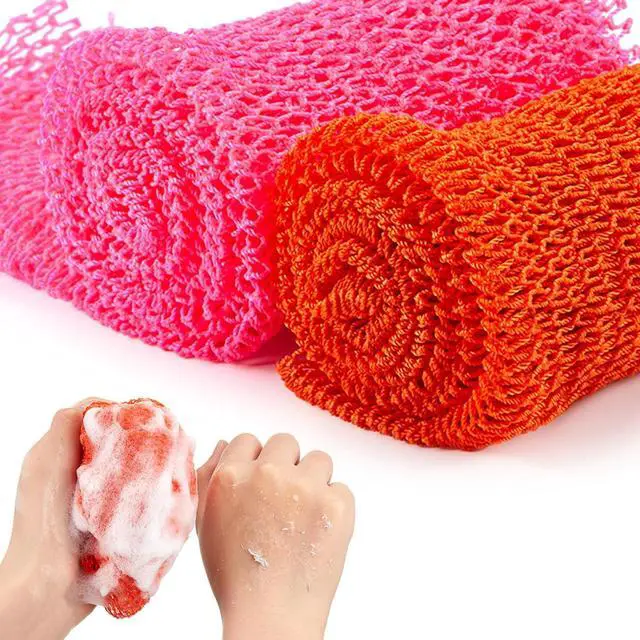 Main image of Shappy 2 Pcs African Net Sponge Exfoliating Net African Body Scrubber Bath Rag Washcloth Towel Shower Body Back Scrubber Skin Smoother for Daily Use or Stocking Stuffer(Yellow, Pink)