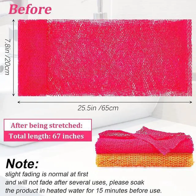 Alt view image 4 of 7 - Shappy 2 Pcs African Net Sponge Exfoliating Net African Body Scrubber Bath Rag Washcloth Towel Shower Body Back Scrubber Skin Smoother for Daily Use or Stocking Stuffer(Yellow, Pink)
