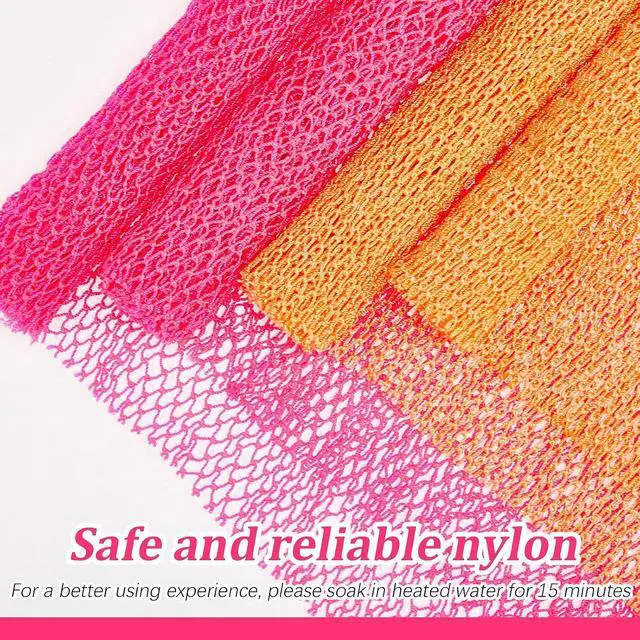 Alt view image 5 of 7 - Shappy 2 Pcs African Net Sponge Exfoliating Net African Body Scrubber Bath Rag Washcloth Towel Shower Body Back Scrubber Skin Smoother for Daily Use or Stocking Stuffer(Yellow, Pink)