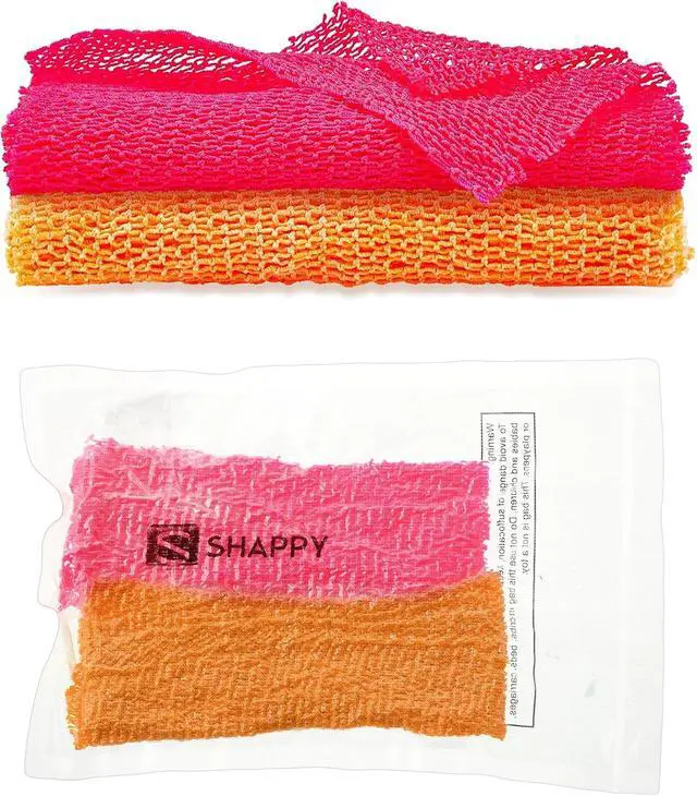Alt view image 7 of 7 - Shappy 2 Pcs African Net Sponge Exfoliating Net African Body Scrubber Bath Rag Washcloth Towel Shower Body Back Scrubber Skin Smoother for Daily Use or Stocking Stuffer(Yellow, Pink)