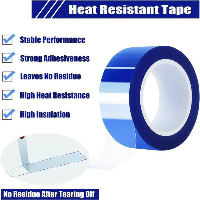 Alt view image 3 of 6 - MEBMIK 2 Rolls 20mm x16m(52FT) Blue Heat Tape High Temperature Heat Resistant Tape Heat Transfer Tape for Heat Sublimation Press Vinyl,No Residue