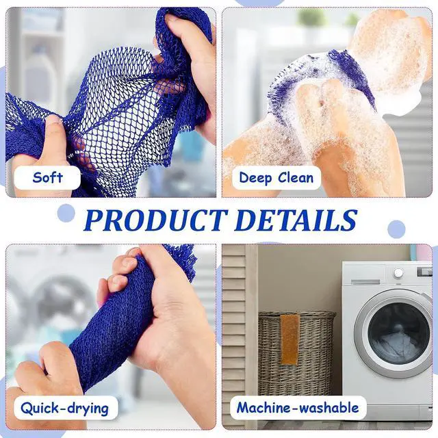 Alt view image 4 of 7 - Shappy 2 Pcs African Net Sponge Exfoliating Net,Blue, Brown