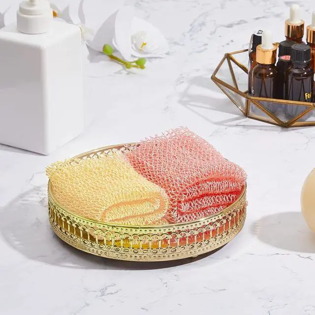 Alt view image 6 of 6 - Shappy 2 Pcs African Net Sponge Exfoliating Net African Body Scrubber Bath Rag Washcloth Towel Shower Body Back Scrubber Skin Smoother for Daily Use or Stocking Stuffer(Peach Pink, Creamy)
