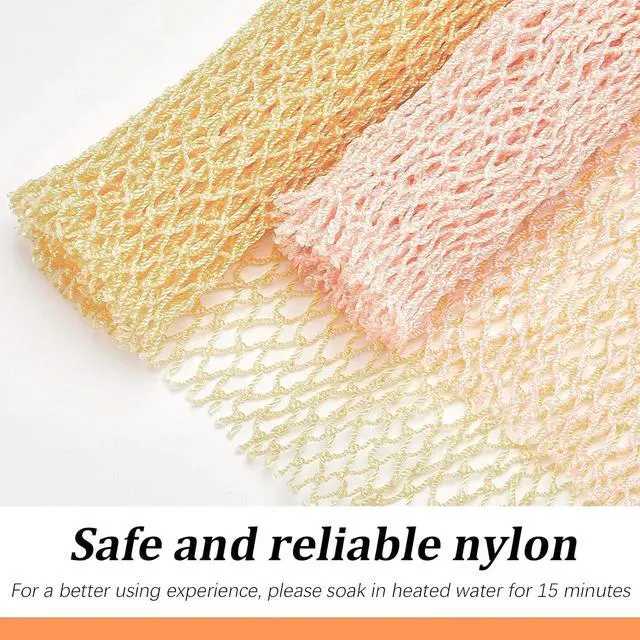 Alt view image 4 of 6 - Shappy 2 Pcs African Net Sponge Exfoliating Net African Body Scrubber Bath Rag Washcloth Towel Shower Body Back Scrubber Skin Smoother for Daily Use or Stocking Stuffer(Peach Pink, Creamy)