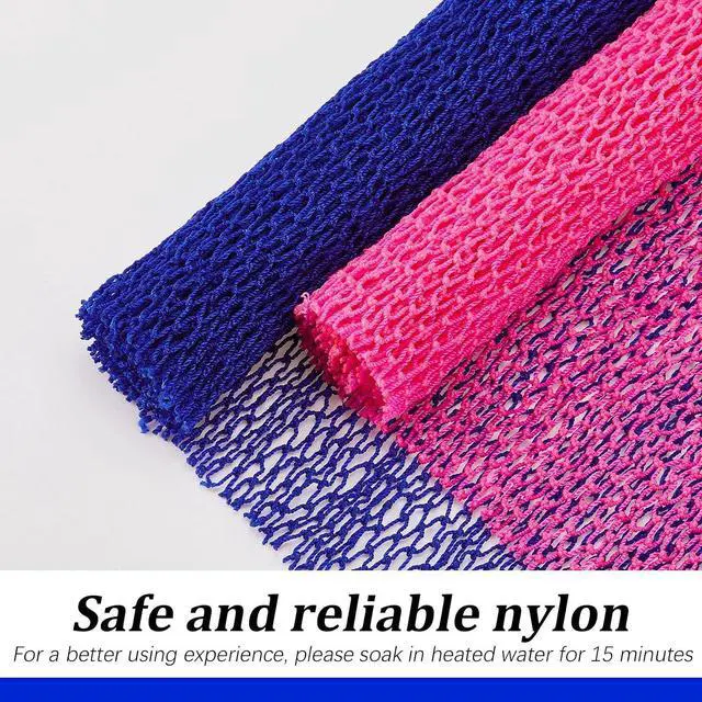 Alt view image 3 of 6 - Shappy 2 Pcs African Net Sponge Exfoliating Net African Body Scrubber Bath Rag Washcloth Towel Shower Body Back Scrubber Skin Smoother for Daily Use or Stocking Stuffer(Dark Blue, Pink)