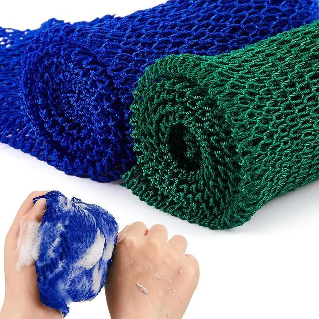 Main image of Shappy 2 Pcs African Net Sponge Exfoliating Net African Body Scrubber Bath Rag Washcloth Towel Shower Body Back Scrubber Skin Smoother for Daily Use or Stocking Stuffer(Blue, Green)