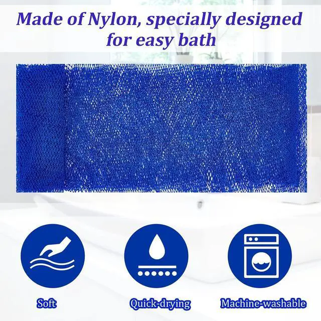 Alt view image 4 of 6 - Shappy 2 Pcs African Net Sponge Exfoliating Net African Body Scrubber Bath Rag Washcloth Towel Shower Body Back Scrubber Skin Smoother for Daily Use or Stocking Stuffer(Dark Blue, Pink)
