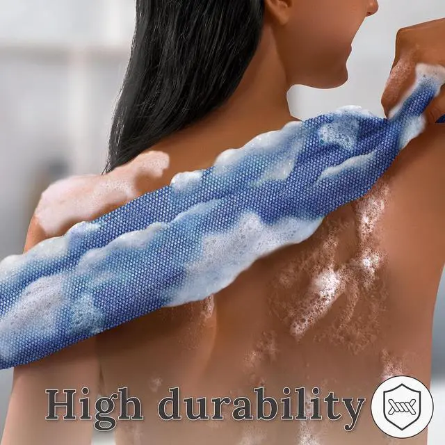Alt view image 5 of 6 - myHomeBody African Net Sponge, African Bath Sponge, Body Exfoliator Scrubber, Bath Washcloths, Exfoliating Net, Shower Back Scrubber, Set of 3, Dark Blue, Purple, Black