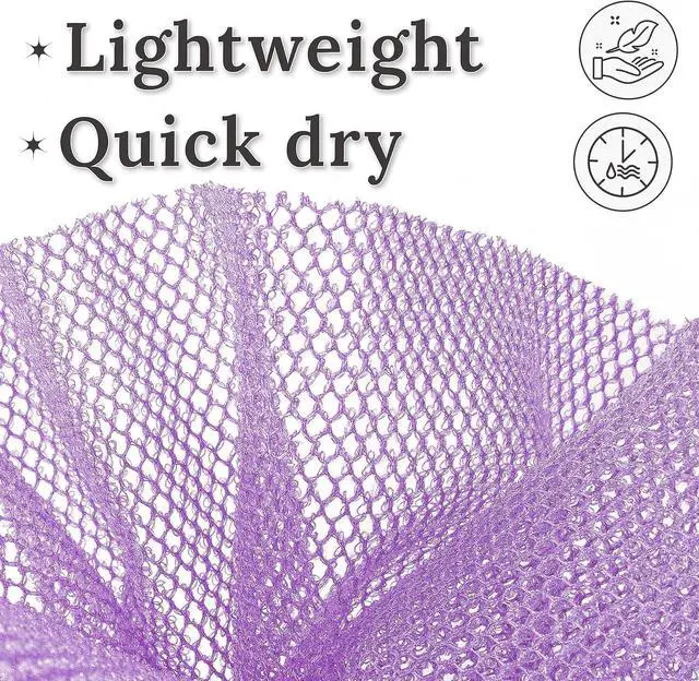 Alt view image 4 of 6 - myHomeBody African Net Sponge, African Bath Sponge, Body Exfoliator Scrubber, Bath Washcloths, Exfoliating Net, Shower Back Scrubber, Set of 3, Dark Blue, Purple, Black