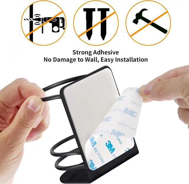 Alt view image 5 of 7 - Toothbrush Holder Wall Mounted, Bathroom Storage Stand for Razor, Toothpaste - Self Adhesive, Stainless Steel, Black