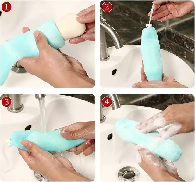Alt view image 4 of 7 - Boao 10 Pieces Mesh Soap Saver Bag Loofah for Bar, Exfoliating Shower