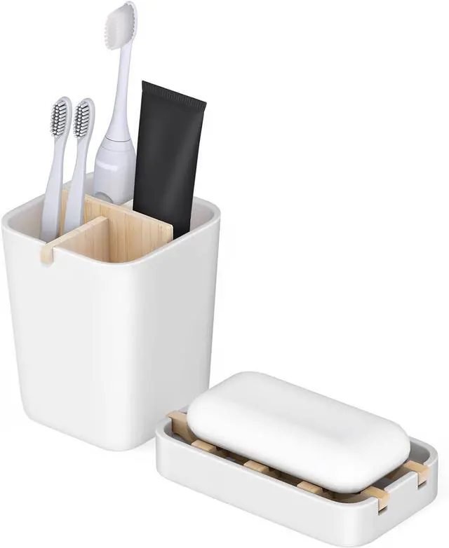 Main image of Toothbrush Holders and Soap Holder Set, Bathroom Accessories Countertop
