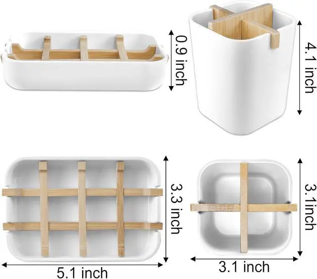 Alt view image 2 of 7 - Toothbrush Holders and Soap Holder Set, Bathroom Accessories Countertop