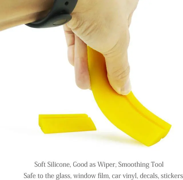 Alt view image 4 of 5 - 2-Piece DIY Mini Squeegee Set - Soft Silicone Window Tint Squeegee for Glass, Mirror, Shower - Yellow (4.7in x 1.9in, 2.4in x 1.9in)